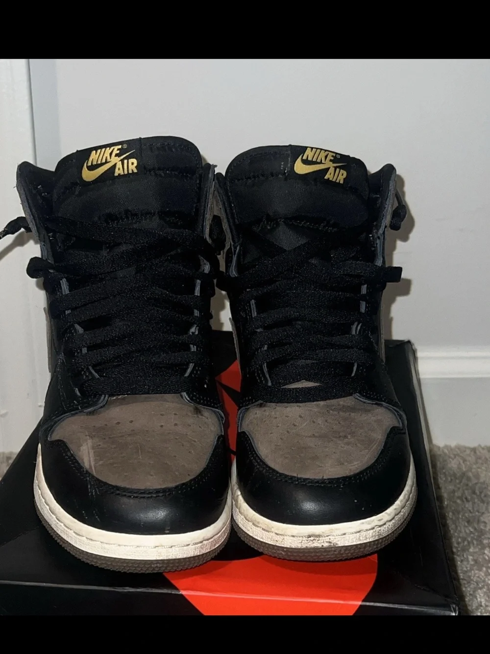 Jordan Kids High-Top Sneakers in Black, Brown and Gold